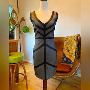 XOXO Pencil Wiggle Dress, faux wet leather look, heather grey, back zip, sexy